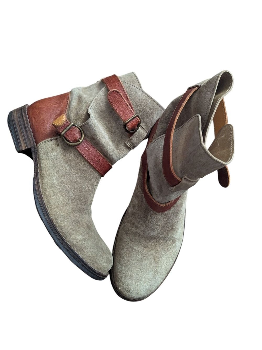 Fiorentini + Baker Buckle Suede And Leather Moto Ankle Boots